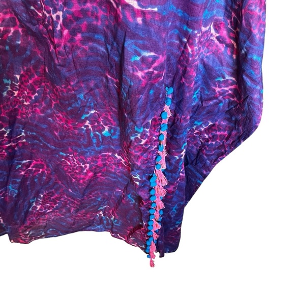 Karakorum Purple Pink Cotton Beaded Tassel Kaftan Caftan One Size XL - Picture 5 of 8